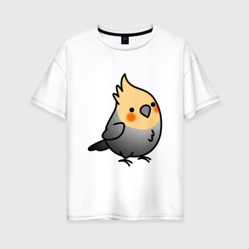 Женская футболка оверсайз из хлопка с принтом Папугай, вид спереди №1
