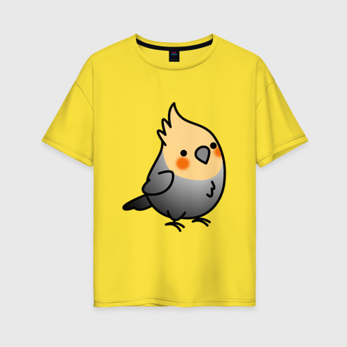 Женская футболка хлопок Oversize Папугай, цвет желтый