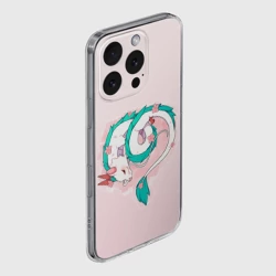 Чехол для iPhone 16 Pro Max силиконовый с защитой камеры Спящий дракон Хаку чиби цветы - фото 2