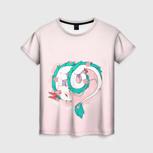 Женская футболка 3D Спящий дракон Хаку чиби цветы, цвет 3D печать