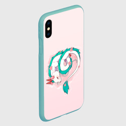 Чехол для iPhone XS Max матовый Спящий дракон Хаку чиби цветы - фото 2