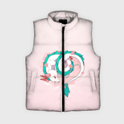 Женский жилет утепленный 3D Спящий дракон Хаку чиби цветы