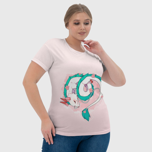 Женская футболка 3D Спящий дракон Хаку чиби цветы, цвет 3D печать - фото 6