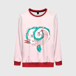 Женский свитшот 3D Спящий дракон Хаку чиби цветы