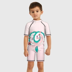 Детский купальный костюм 3D Спящий дракон Хаку чиби цветы - фото 2