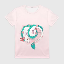 Женская футболка 3D Спящий дракон Хаку чиби цветы