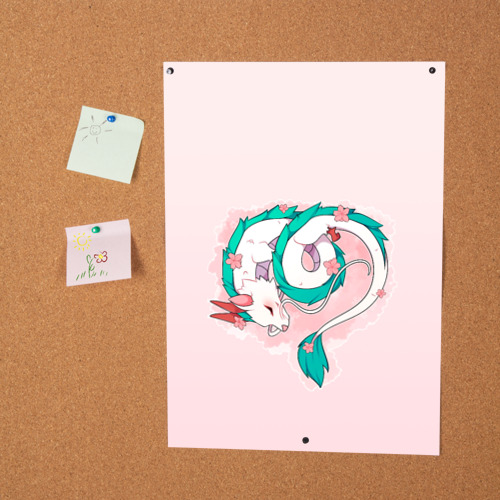 Постер Спящий дракон Хаку чиби цветы - фото 2