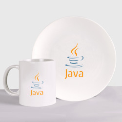 Java – Набор: тарелка + кружка с принтом купить