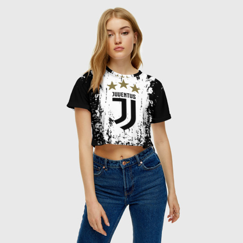 Женская футболка Crop-top 3D Juventus, цвет 3D печать - фото 3