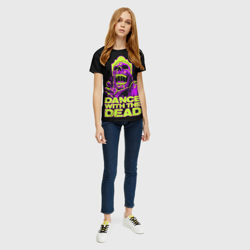 Женская футболка 3D с принтом DANCE WITH THE DEAD, вид сбоку #3
