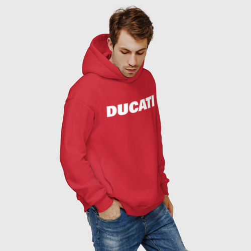 Мужское худи Oversize хлопок Ducati, цвет красный - фото 7