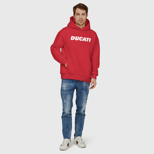 Мужское худи Oversize хлопок Ducati, цвет красный - фото 6