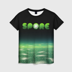 Женская футболка 3D Spore Green спор