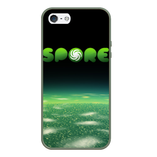 Чехол для iPhone 5/5S матовый Spore Green спор, цвет темно-зеленый