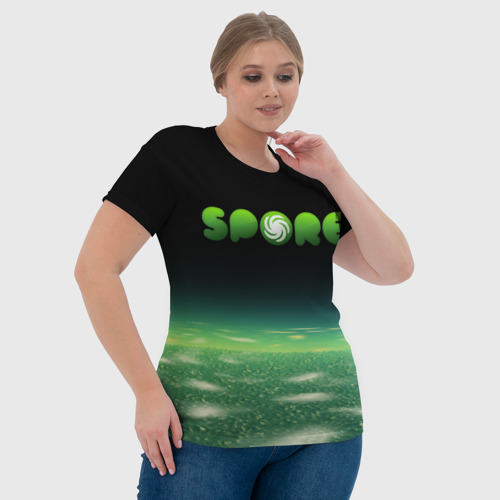 Женская футболка 3D Spore Green спор, цвет 3D печать - фото 6