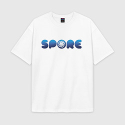 Женская футболка Oversize хлопок texturе Spore Logo Blue