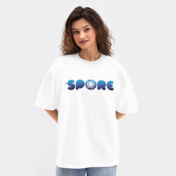 Женская футболка Oversize хлопок texturе Spore Logo Blue - фото 2
