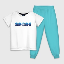 Детская пижама с белой футболкой Spore Logo Blue