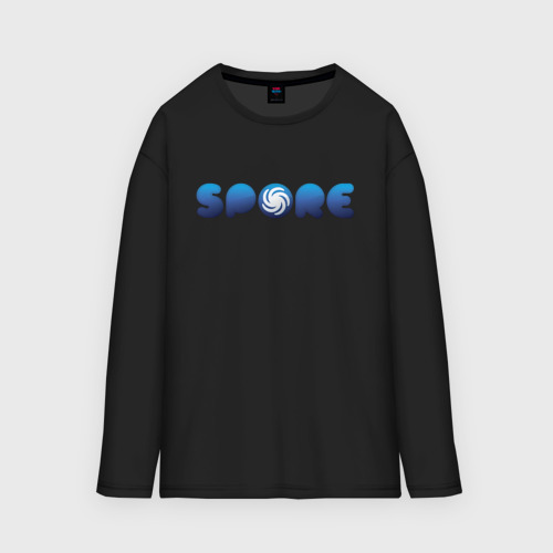 Женский лонгслив oversize хлопок Spore Logo Blue, цвет черный