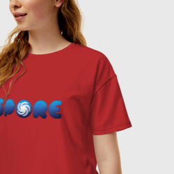 Женская футболка хлопок Oversize Spore Logo Blue - фото 2