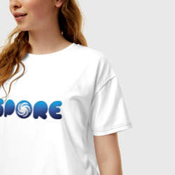 Женская футболка хлопок Oversize Spore Logo Blue - фото 2