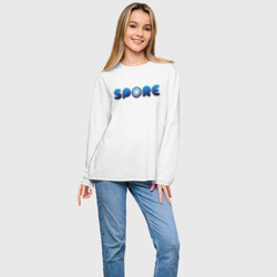 Женский лонгслив oversize хлопок Spore Logo Blue - фото 2