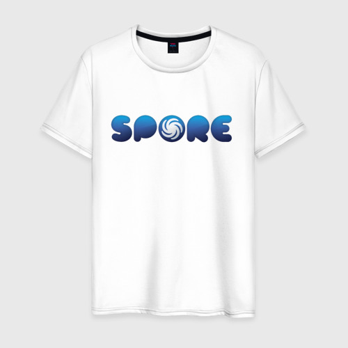 Мужская футболка хлопок Spore Logo Blue, цвет белый