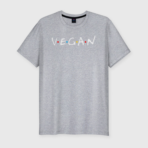Мужская футболка приталенная из хлопка с принтом Vegan, вид спереди №1