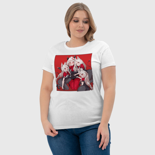 Женская футболка хлопок Девочки Helltaker, цвет белый - фото 6