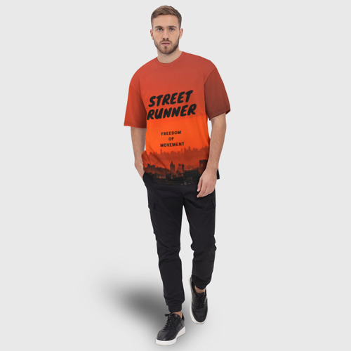 Мужская футболка oversize 3D Street runner, цвет 3D печать - фото 5