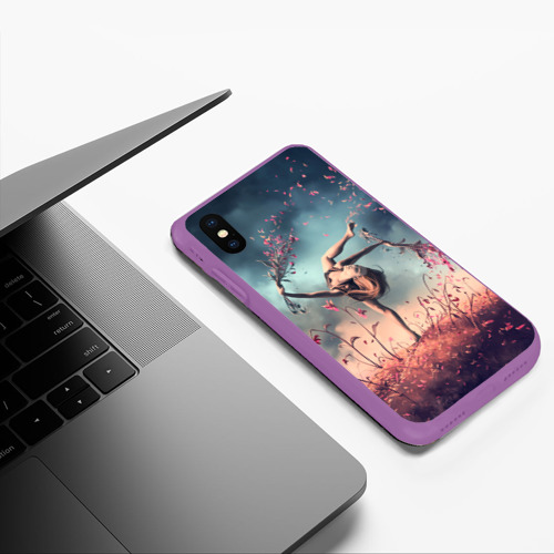 Чехол для iPhone XS Max матовый Танец контемп, цвет фиолетовый - фото 5