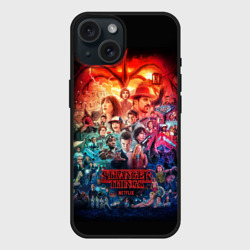 Чехол силиконовый для Apple iPhone 15 матовый Очень странные дела 4