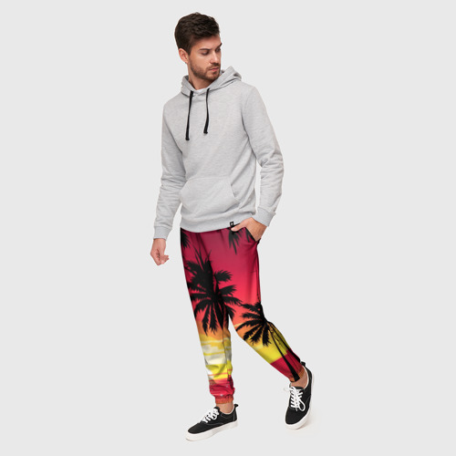 Мужские брюки 3D с принтом ПАЛЬМЫ, фото на моделе #1