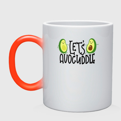 Кружка хамелеон Let's Avocuddle, цвет белый + красный