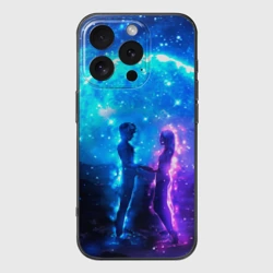 Чехол для iPhone 16 Pro силиконовый с защитой камеры Внеземная пара луна ночь