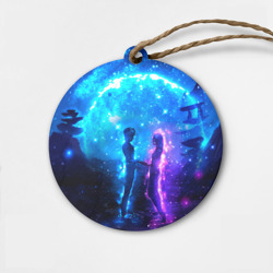 Деревянная игрушка круг Внеземная пара луна ночь