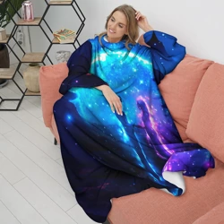 Плед с рукавами Внеземная пара луна ночь - фото 2