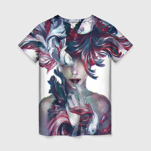 Женская футболка 3D Девушка из мира рыб и воды, цвет 3D печать - фото 2
