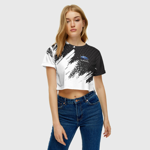 Женская футболка Crop-top 3D SUBARU, цвет 3D печать - фото 3