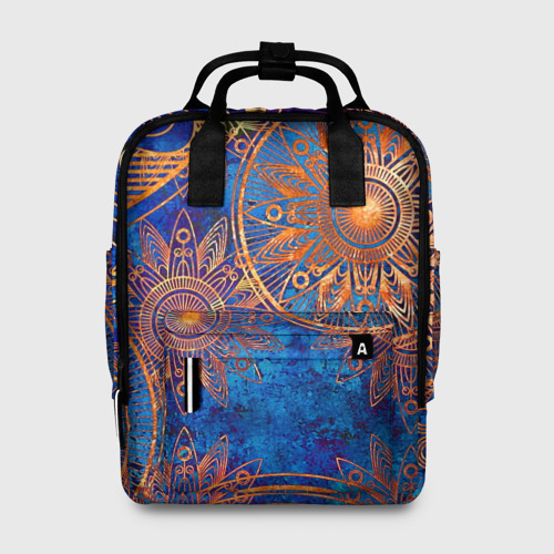 Женский рюкзак 3D с принтом Золотые детали, вид спереди #2