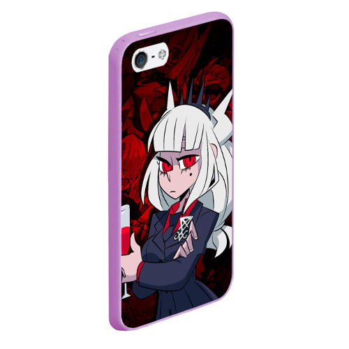 Чехол для iPhone 5/5S матовый Helltaker lucifer, цвет сиреневый - фото 3