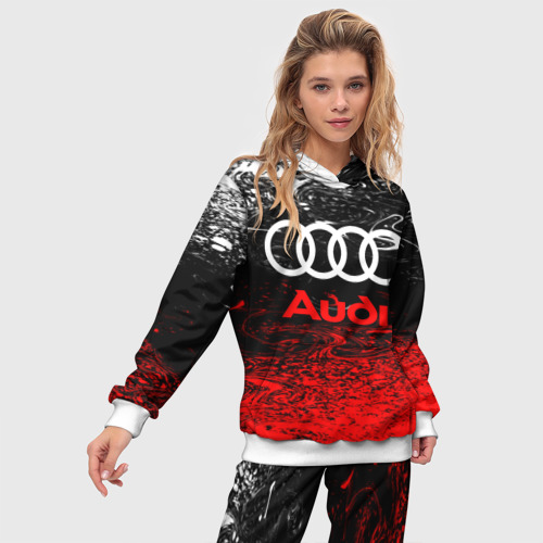 Женский костюм с толстовкой 3D Audi, цвет белый - фото 3