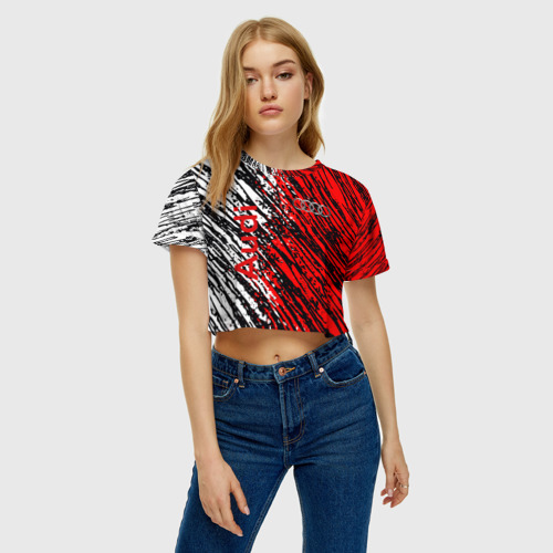 Женская футболка Crop-top 3D AUDI., цвет 3D печать - фото 3