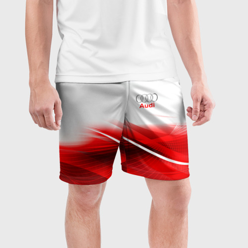 Мужские шорты спортивные с принтом AUDI, фото на моделе #1