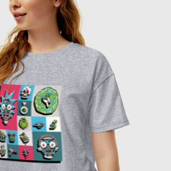 Женская футболка хлопок Oversize Rick and Morty pixelverse - фото 2