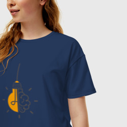 Женская футболка хлопок Oversize Лампочка - фото 2