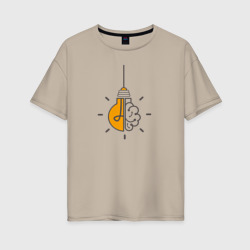 Лампочка – Женская футболка хлопок Oversize с принтом купить со скидкой в -16%