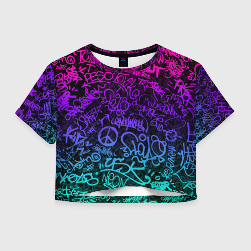 Женская футболка Crop-top 3D Граффити Neon, цвет 3D печать