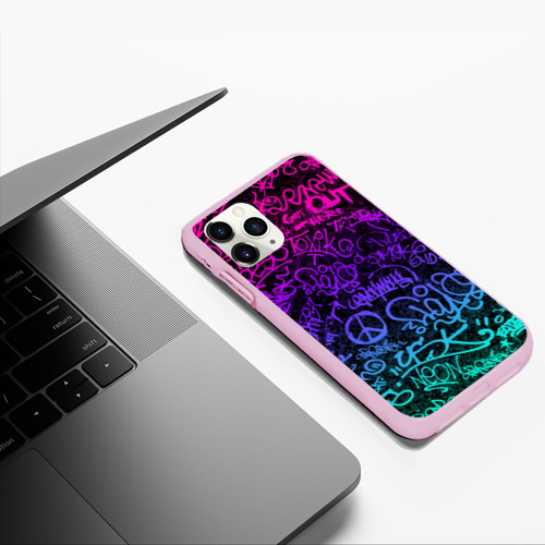 Чехол для iPhone 11 Pro Max матовый Граффити Neon, цвет розовый - фото 5