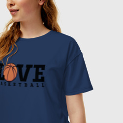 Женская футболка хлопок Oversize Love Basketball - фото 2